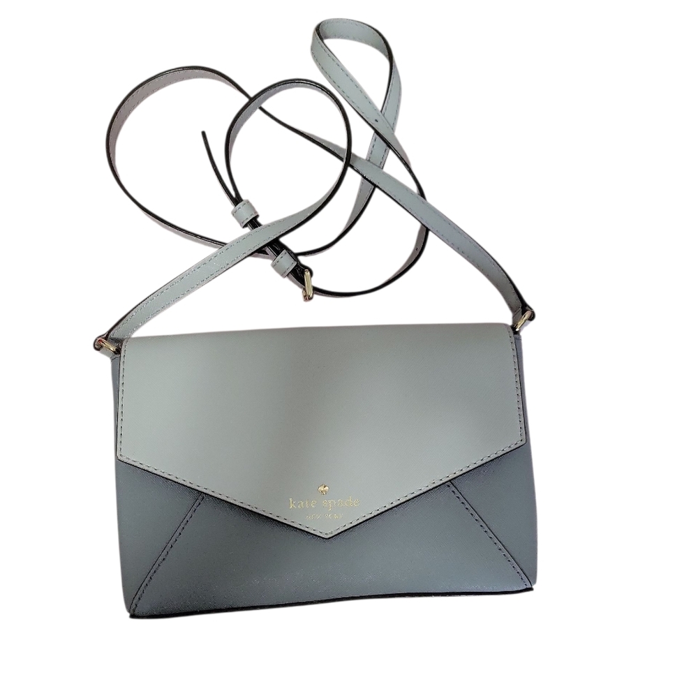 Kate Spade Two-Tone Gray Saffiano leather Crossbody Bag W/Dust Bag EUC
